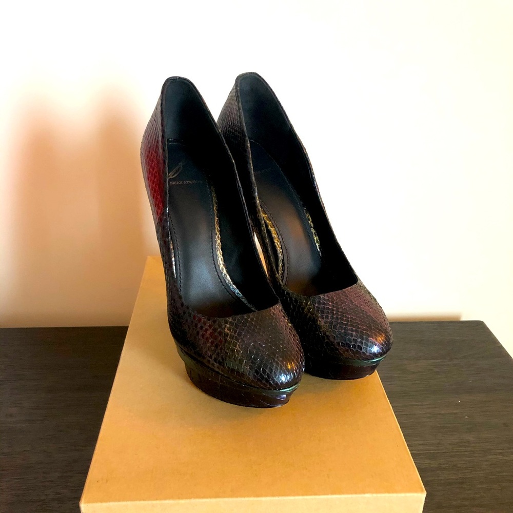 B Brian Atwood Ferguson SnakePrint Pumps, size 8.5
